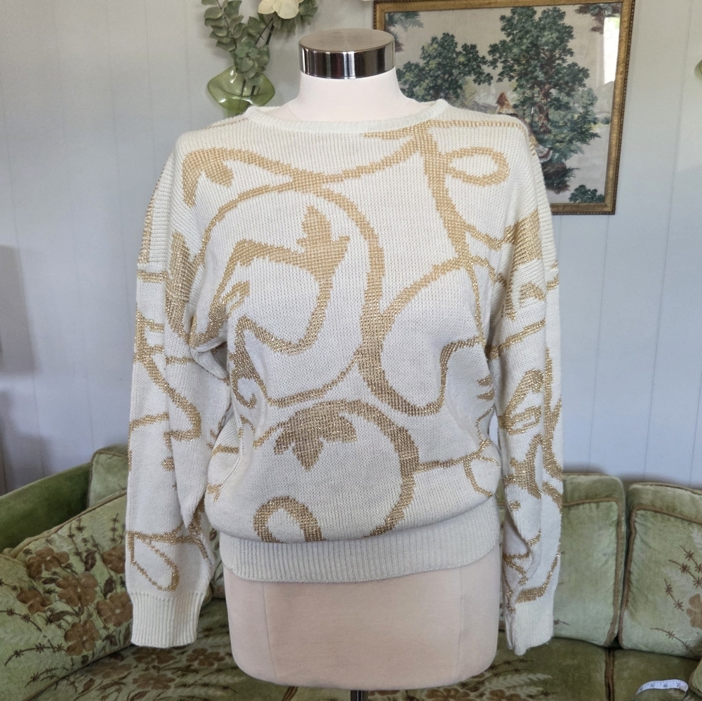 Hollywood & Vine White and Gold Women's Sweater
